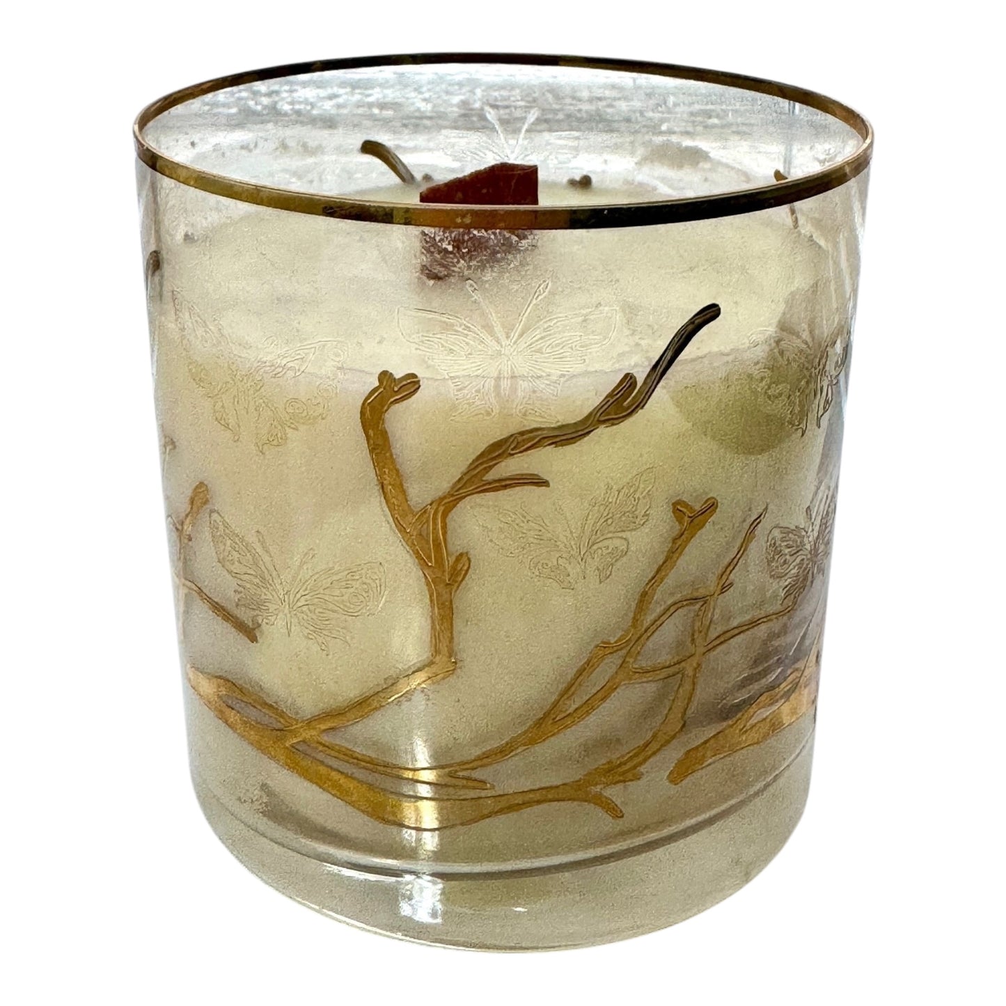 Gold Leaf Wooden Wick Design Candle