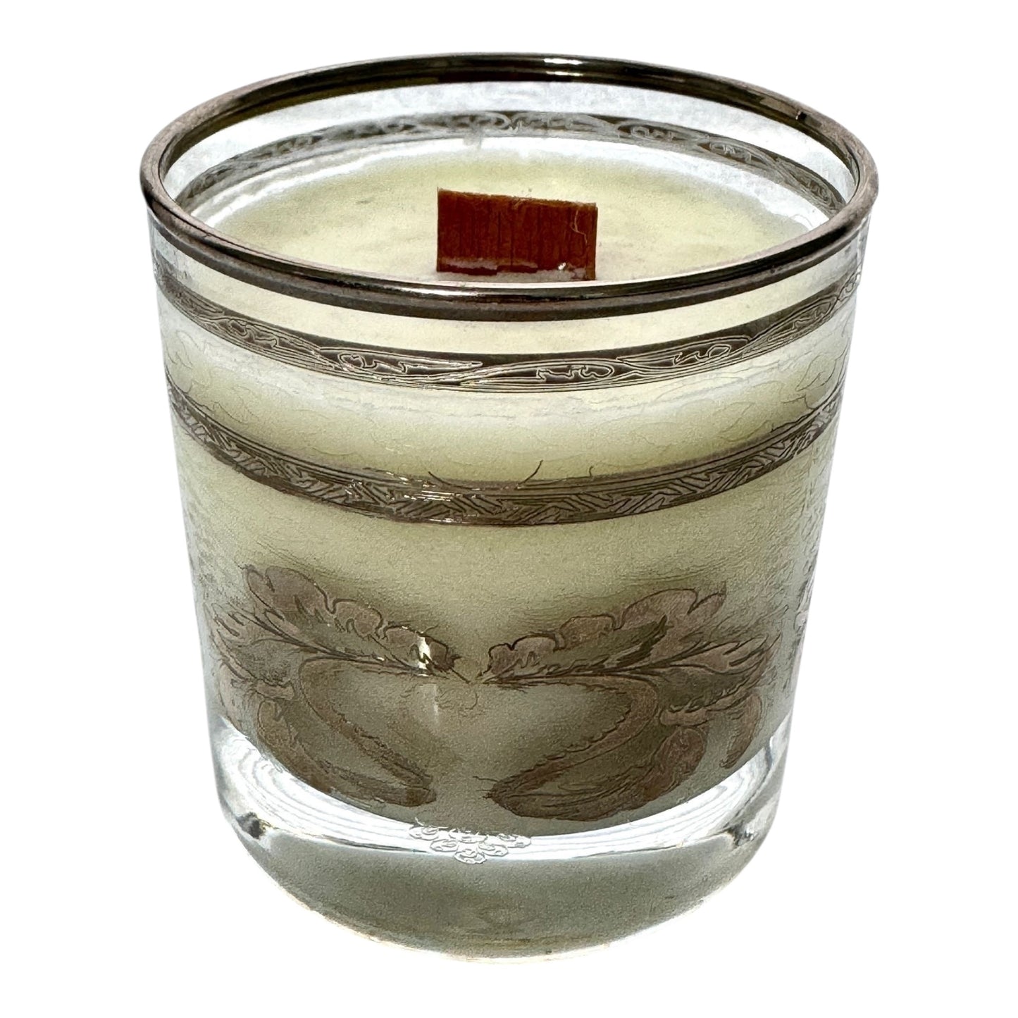 Gold Leaf Wooden Wick Design Candle